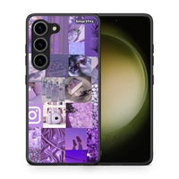 Thumbnail for Θήκη Samsung Galaxy S23 Purple Aesthetic Collage από τη Smartfits με σχέδιο στο πίσω μέρος και μαύρο περίβλημα | Samsung Galaxy S23 Purple Aesthetic Collage Case with Colorful Back and Black Bezels