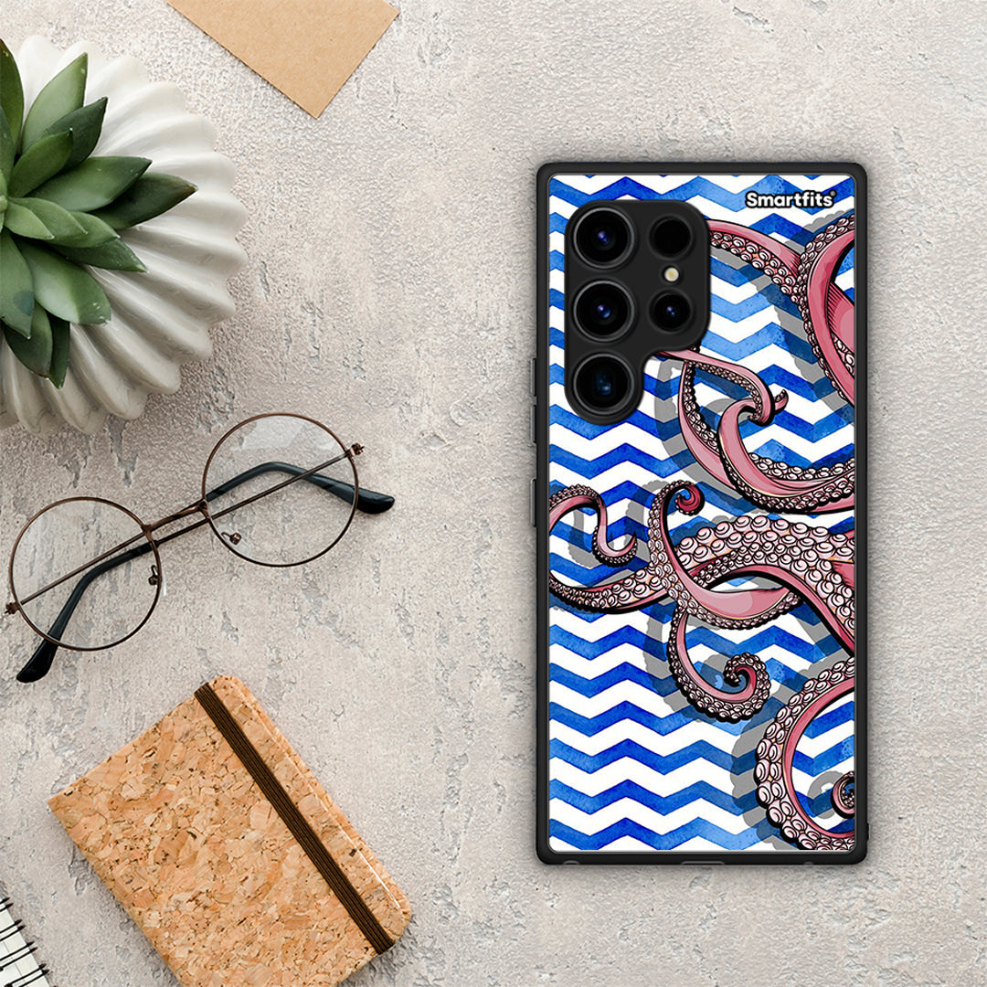 Θήκη Samsung Galaxy S23 Ultra Chevron Devilfish από τη Smartfits με σχέδιο στο πίσω μέρος και μαύρο περίβλημα | Samsung Galaxy S23 Ultra Chevron Devilfish Case with Colorful Back and Black Bezels
