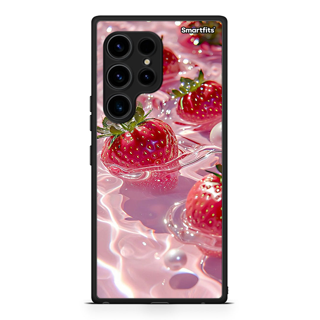 Θήκη Samsung Galaxy S23 Ultra Juicy Strawberries από τη Smartfits με σχέδιο στο πίσω μέρος και μαύρο περίβλημα | Samsung Galaxy S23 Ultra Juicy Strawberries Case with Colorful Back and Black Bezels