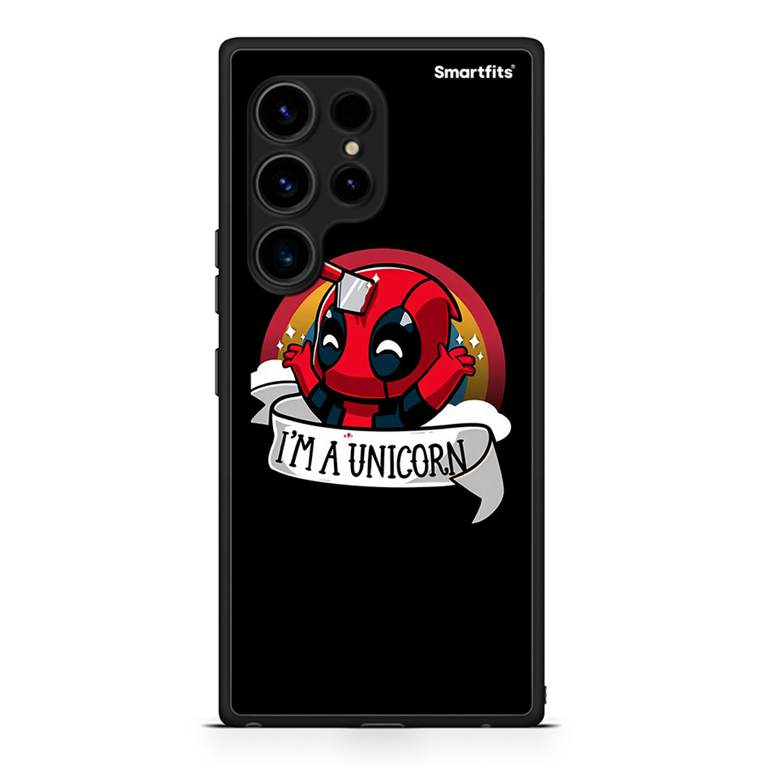 Θήκη Samsung Galaxy S23 Ultra Unicorn Deadpool από τη Smartfits με σχέδιο στο πίσω μέρος και μαύρο περίβλημα | Samsung Galaxy S23 Ultra Unicorn Deadpool Case with Colorful Back and Black Bezels