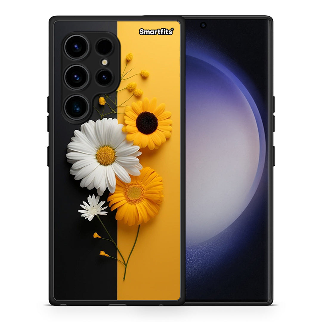 Θήκη Samsung Galaxy S23 Ultra Yellow Daisies από τη Smartfits με σχέδιο στο πίσω μέρος και μαύρο περίβλημα | Samsung Galaxy S23 Ultra Yellow Daisies Case with Colorful Back and Black Bezels