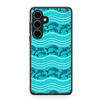 Thumbnail for Samsung Galaxy S24 Plus Swimming Dolphins θήκη από τη Smartfits με σχέδιο στο πίσω μέρος και μαύρο περίβλημα | Smartphone case with colorful back and black bezels by Smartfits