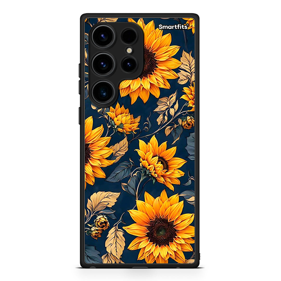 Θήκη Samsung Galaxy S24 Ultra Autumn Sunflowers από τη Smartfits με σχέδιο στο πίσω μέρος και μαύρο περίβλημα | Samsung Galaxy S24 Ultra Autumn Sunflowers Case with Colorful Back and Black Bezels