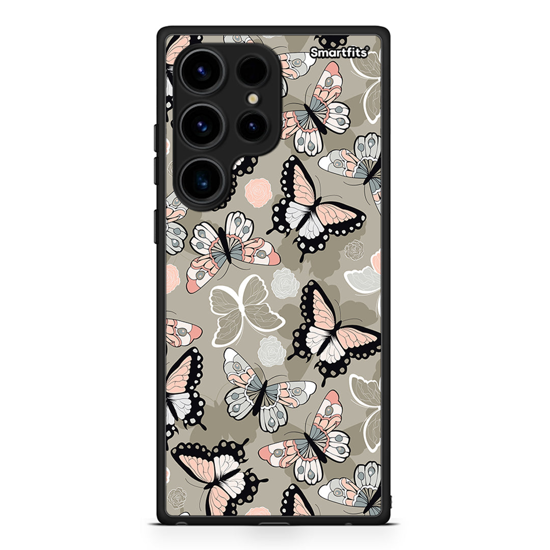 Θήκη Samsung Galaxy S24 Ultra Boho Butterflies από τη Smartfits με σχέδιο στο πίσω μέρος και μαύρο περίβλημα | Samsung Galaxy S24 Ultra Boho Butterflies Case with Colorful Back and Black Bezels