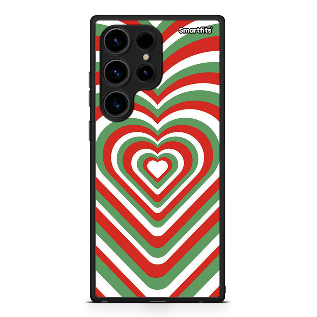 Θήκη Samsung Galaxy S24 Ultra Christmas Hearts από τη Smartfits με σχέδιο στο πίσω μέρος και μαύρο περίβλημα | Samsung Galaxy S24 Ultra Christmas Hearts Case with Colorful Back and Black Bezels