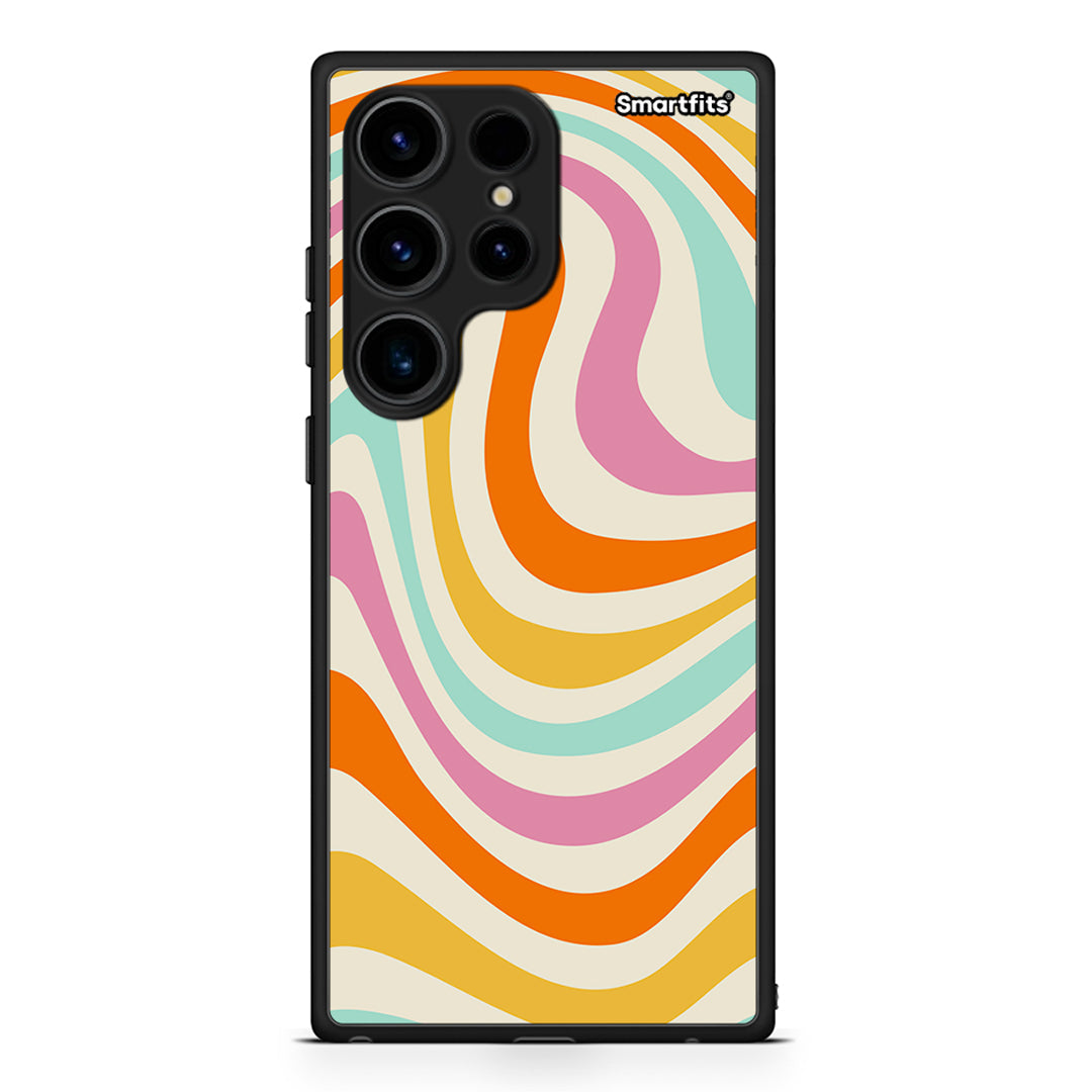 Θήκη Samsung Galaxy S24 Ultra Colourful Waves από τη Smartfits με σχέδιο στο πίσω μέρος και μαύρο περίβλημα | Samsung Galaxy S24 Ultra Colourful Waves Case with Colorful Back and Black Bezels