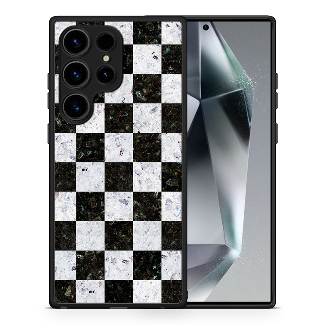 Θήκη Samsung Galaxy S24 Ultra Marble Square Geometric από τη Smartfits με σχέδιο στο πίσω μέρος και μαύρο περίβλημα | Samsung Galaxy S24 Ultra Marble Square Geometric Case with Colorful Back and Black Bezels