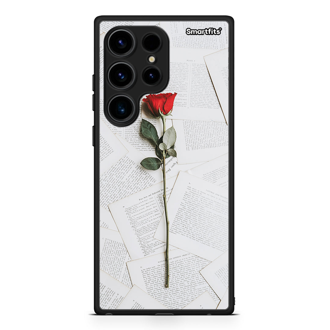 Θήκη Samsung Galaxy S24 Ultra Red Rose από τη Smartfits με σχέδιο στο πίσω μέρος και μαύρο περίβλημα | Samsung Galaxy S24 Ultra Red Rose Case with Colorful Back and Black Bezels