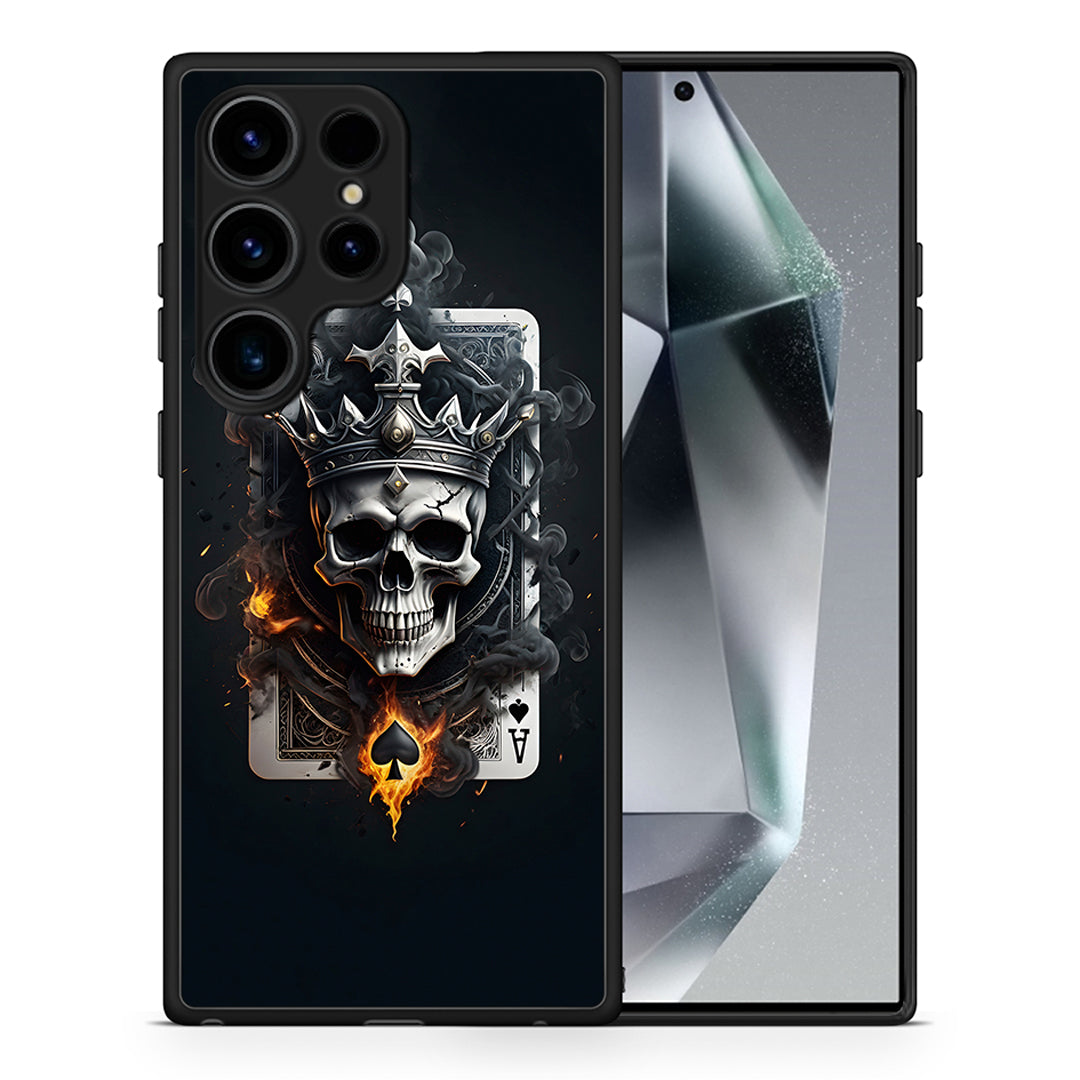 Θήκη Samsung Galaxy S24 Ultra Skull King Ace από τη Smartfits με σχέδιο στο πίσω μέρος και μαύρο περίβλημα | Samsung Galaxy S24 Ultra Skull King Ace Case with Colorful Back and Black Bezels