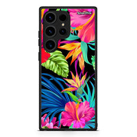 Thumbnail for Θήκη Samsung Galaxy S24 Ultra Tropical Flowers από τη Smartfits με σχέδιο στο πίσω μέρος και μαύρο περίβλημα | Samsung Galaxy S24 Ultra Tropical Flowers Case with Colorful Back and Black Bezels