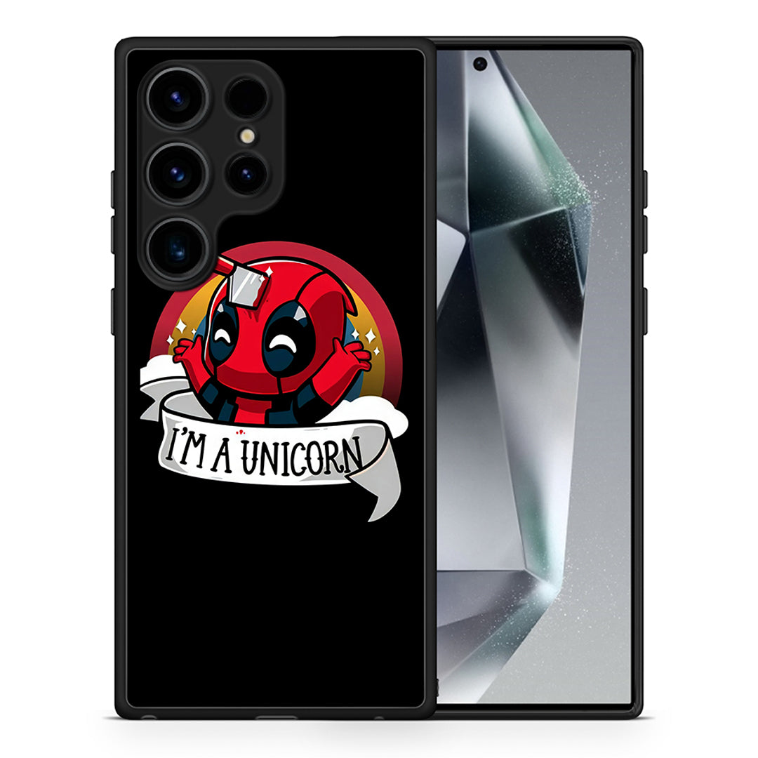 Θήκη Samsung Galaxy S24 Ultra Unicorn Deadpool από τη Smartfits με σχέδιο στο πίσω μέρος και μαύρο περίβλημα | Samsung Galaxy S24 Ultra Unicorn Deadpool Case with Colorful Back and Black Bezels