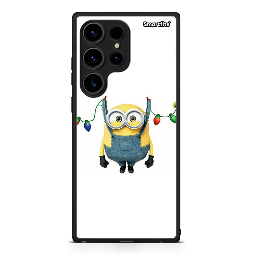 Θήκη Samsung Galaxy S24 Ultra Xmas Minion Lights από τη Smartfits με σχέδιο στο πίσω μέρος και μαύρο περίβλημα | Samsung Galaxy S24 Ultra Xmas Minion Lights Case with Colorful Back and Black Bezels