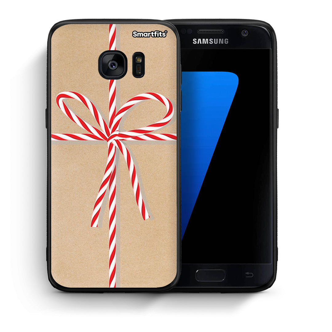 Θήκη Samsung S7 Christmas Gift από τη Smartfits με σχέδιο στο πίσω μέρος και μαύρο περίβλημα | Samsung S7 Christmas Gift case with colorful back and black bezels