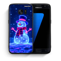 Thumbnail for Θήκη Samsung S7 Christmas Neon Snowman από τη Smartfits με σχέδιο στο πίσω μέρος και μαύρο περίβλημα | Samsung S7 Christmas Neon Snowman case with colorful back and black bezels