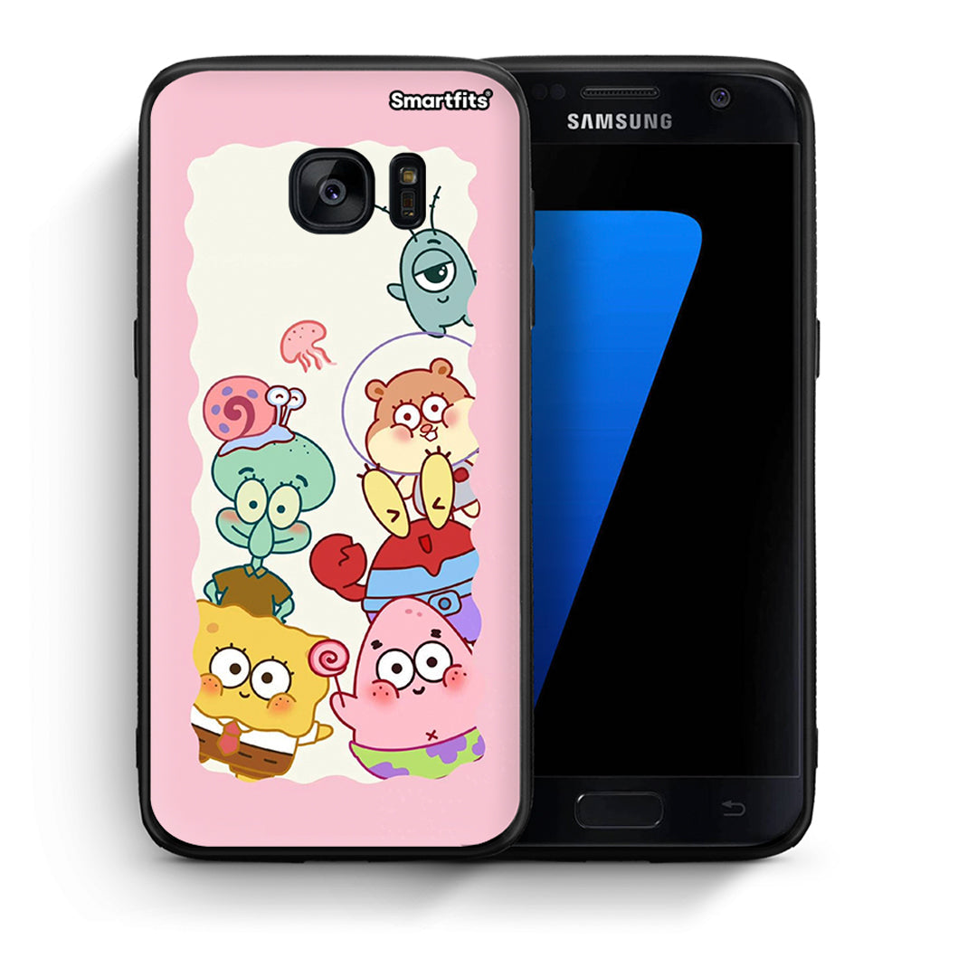 Θήκη Samsung S7 Cute Companion από τη Smartfits με σχέδιο στο πίσω μέρος και μαύρο περίβλημα | Samsung S7 Cute Companion case with colorful back and black bezels