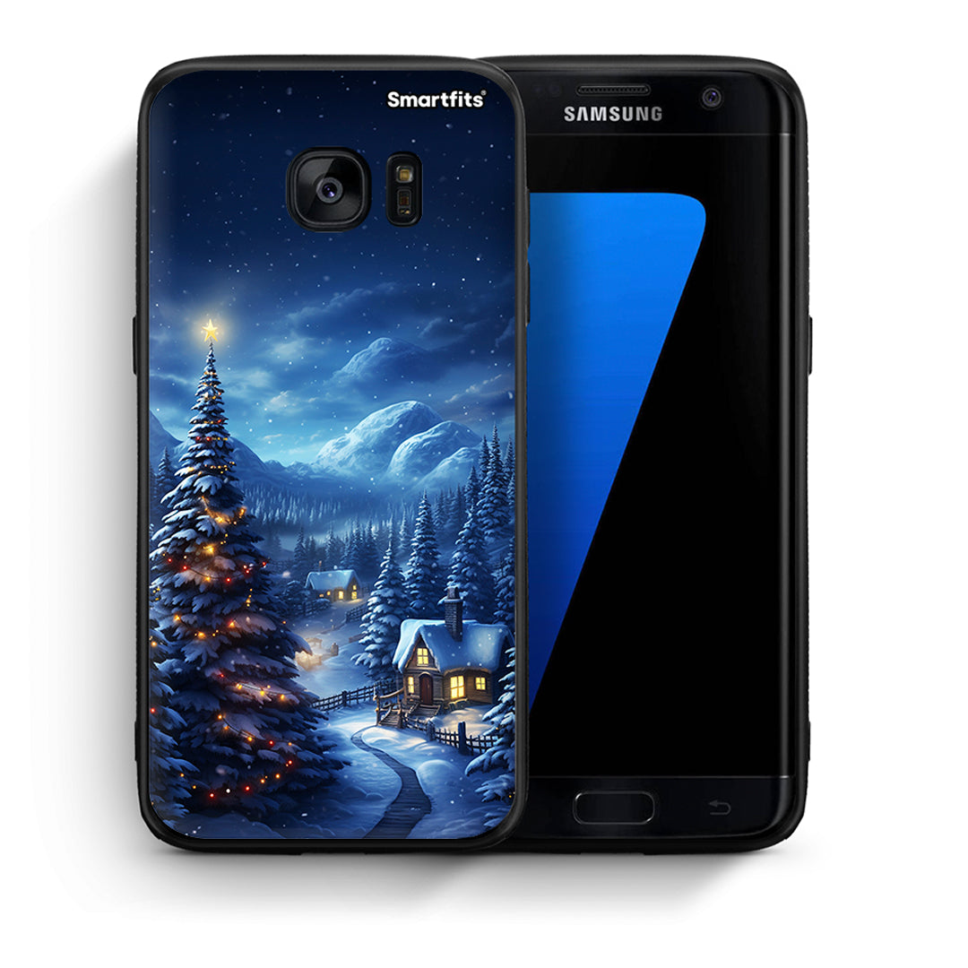 Θήκη Samsung S7 Edge Christmas Scenery από τη Smartfits με σχέδιο στο πίσω μέρος και μαύρο περίβλημα | Samsung S7 Edge Christmas Scenery case with colorful back and black bezels