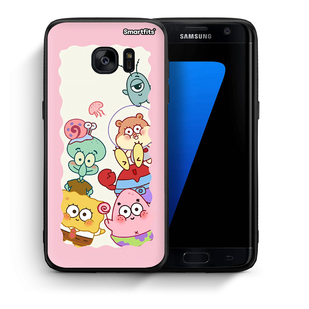 Θήκη Samsung S7 Edge Cute Companion από τη Smartfits με σχέδιο στο πίσω μέρος και μαύρο περίβλημα | Samsung S7 Edge Cute Companion case with colorful back and black bezels