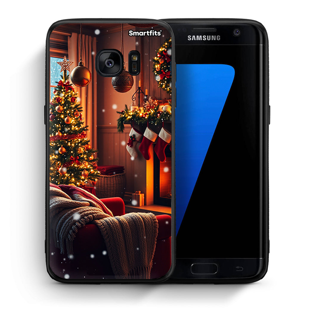 Θήκη Samsung S7 Edge Home For Christmas από τη Smartfits με σχέδιο στο πίσω μέρος και μαύρο περίβλημα | Samsung S7 Edge Home For Christmas case with colorful back and black bezels