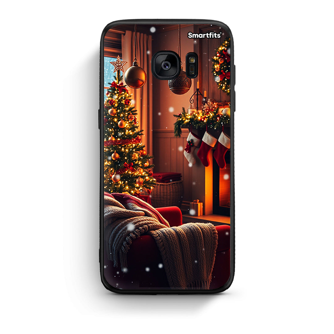 samsung s7 edge Home For Christmas θήκη από τη Smartfits με σχέδιο στο πίσω μέρος και μαύρο περίβλημα | Smartphone case with colorful back and black bezels by Smartfits