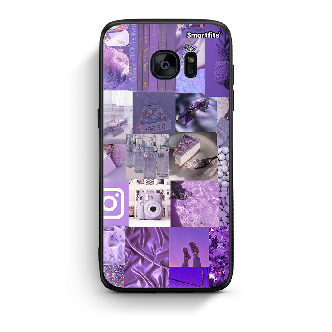 samsung s7 Purple Aesthetic Collage θήκη από τη Smartfits με σχέδιο στο πίσω μέρος και μαύρο περίβλημα | Smartphone case with colorful back and black bezels by Smartfits