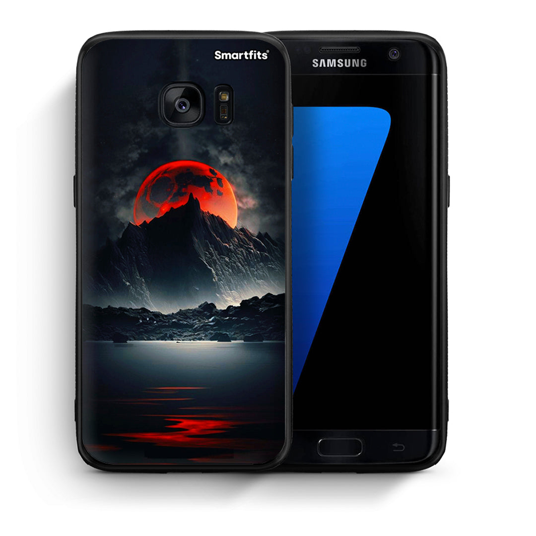 Θήκη Samsung S7 Edge Red Full Moon από τη Smartfits με σχέδιο στο πίσω μέρος και μαύρο περίβλημα | Samsung S7 Edge Red Full Moon case with colorful back and black bezels