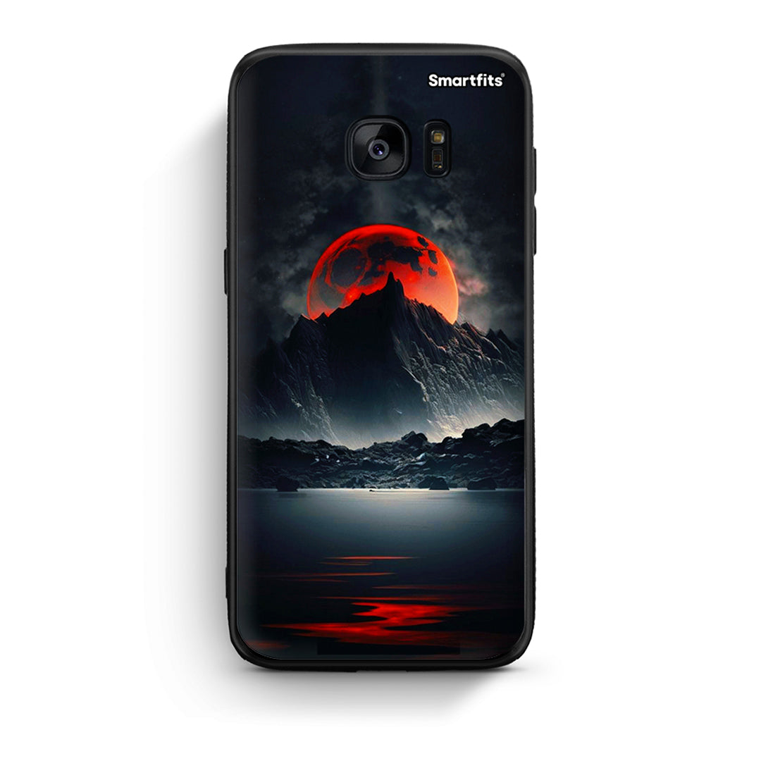 samsung s7 edge Red Full Moon θήκη από τη Smartfits με σχέδιο στο πίσω μέρος και μαύρο περίβλημα | Smartphone case with colorful back and black bezels by Smartfits