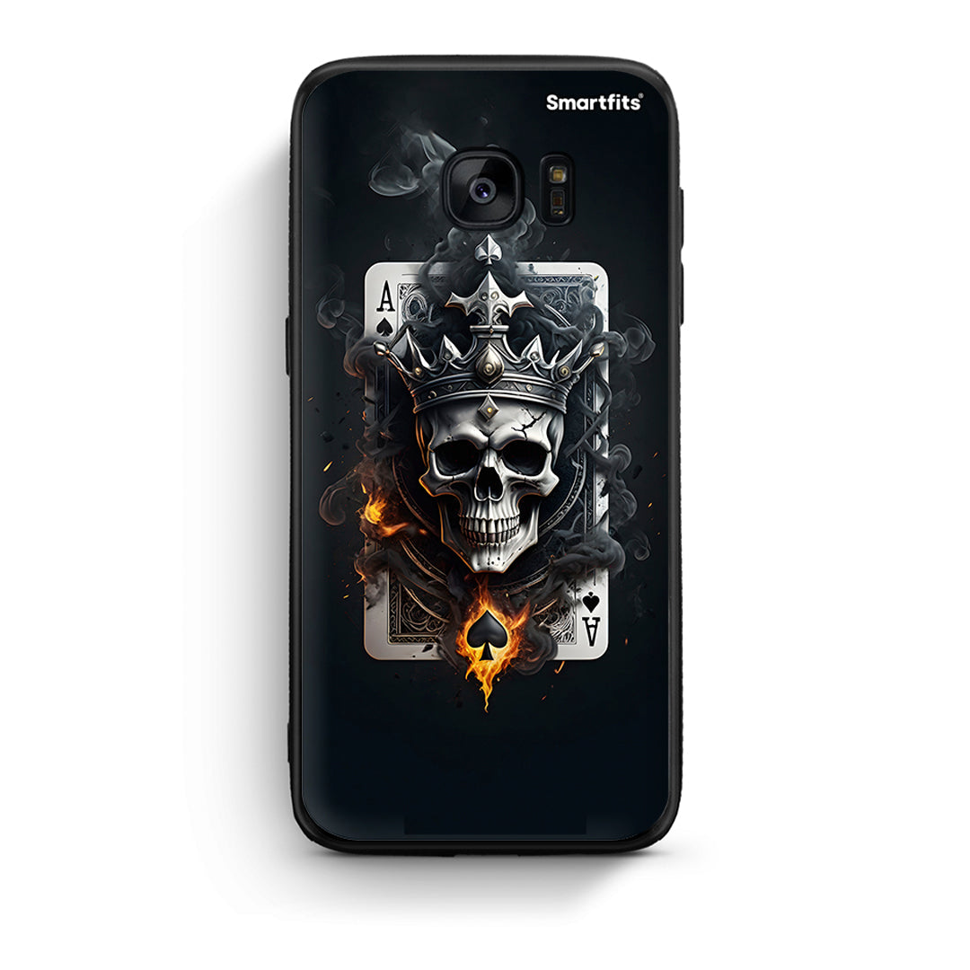 samsung s7 edge Skull King Ace θήκη από τη Smartfits με σχέδιο στο πίσω μέρος και μαύρο περίβλημα | Smartphone case with colorful back and black bezels by Smartfits