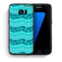 Thumbnail for Θήκη Samsung S7 Edge Swimming Dolphins από τη Smartfits με σχέδιο στο πίσω μέρος και μαύρο περίβλημα | Samsung S7 Edge Swimming Dolphins case with colorful back and black bezels