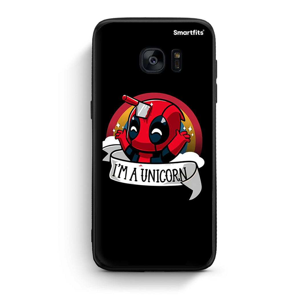 samsung s7 Unicorn Deadpool θήκη από τη Smartfits με σχέδιο στο πίσω μέρος και μαύρο περίβλημα | Smartphone case with colorful back and black bezels by Smartfits