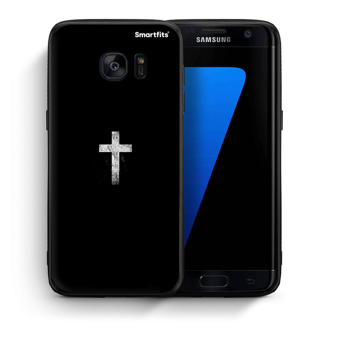 Θήκη Samsung S7 Edge White Cross από τη Smartfits με σχέδιο στο πίσω μέρος και μαύρο περίβλημα | Samsung S7 Edge White Cross case with colorful back and black bezels