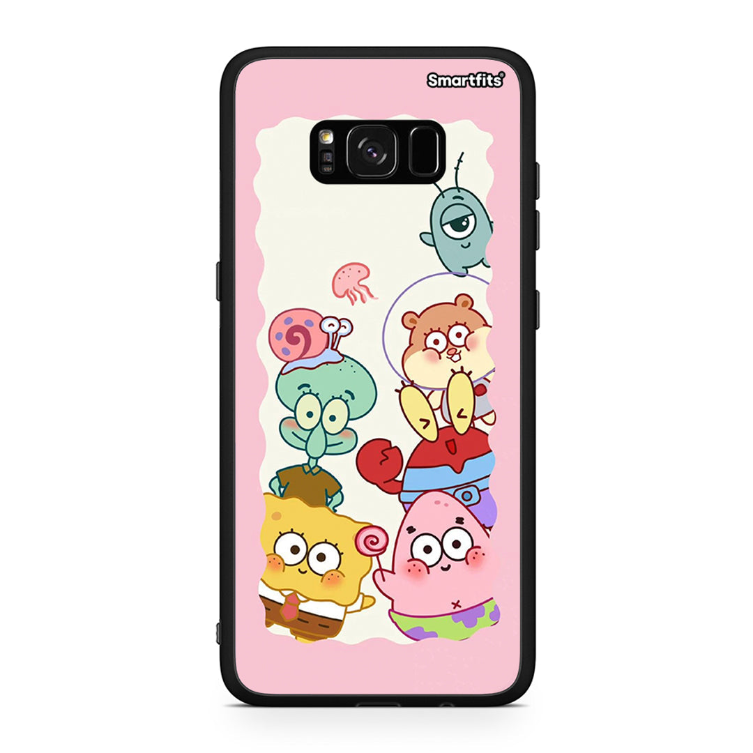 Samsung S8 Cute Companion θήκη από τη Smartfits με σχέδιο στο πίσω μέρος και μαύρο περίβλημα | Smartphone case with colorful back and black bezels by Smartfits