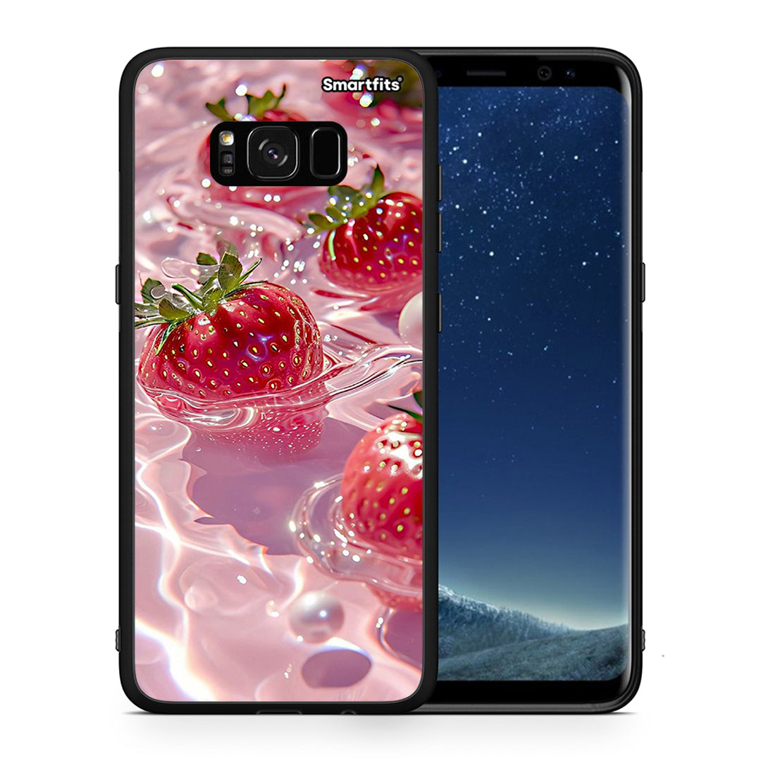 Θήκη Samsung S8 Juicy Strawberries από τη Smartfits με σχέδιο στο πίσω μέρος και μαύρο περίβλημα | Samsung S8 Juicy Strawberries case with colorful back and black bezels