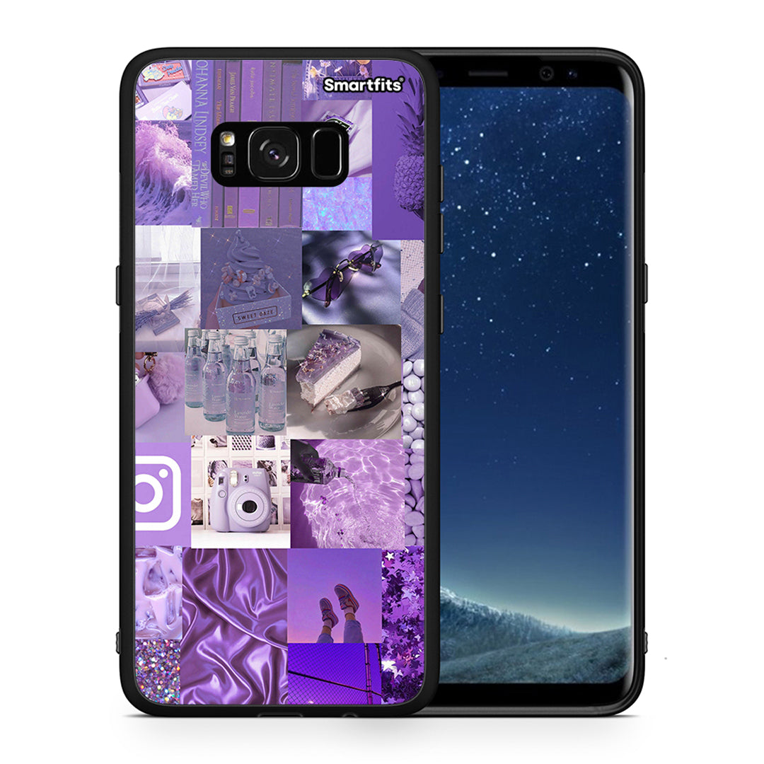 Θήκη Samsung S8 Purple Aesthetic Collage από τη Smartfits με σχέδιο στο πίσω μέρος και μαύρο περίβλημα | Samsung S8 Purple Aesthetic Collage case with colorful back and black bezels