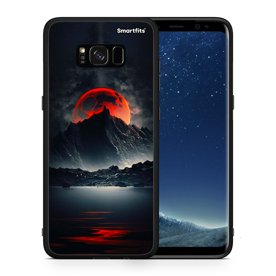 Θήκη Samsung S8 Red Full Moon από τη Smartfits με σχέδιο στο πίσω μέρος και μαύρο περίβλημα | Samsung S8 Red Full Moon case with colorful back and black bezels