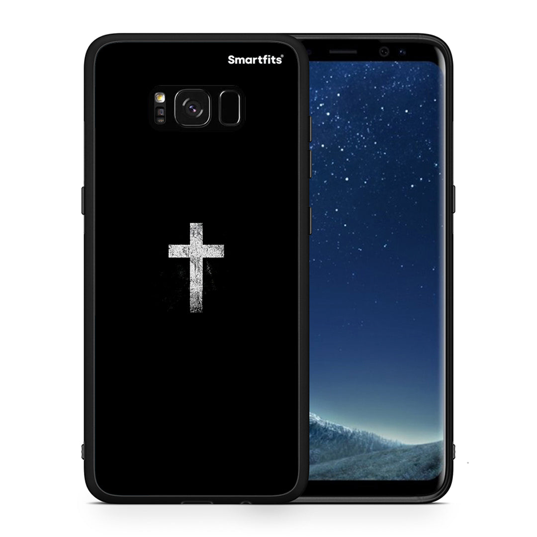 Θήκη Samsung S8 White Cross από τη Smartfits με σχέδιο στο πίσω μέρος και μαύρο περίβλημα | Samsung S8 White Cross case with colorful back and black bezels