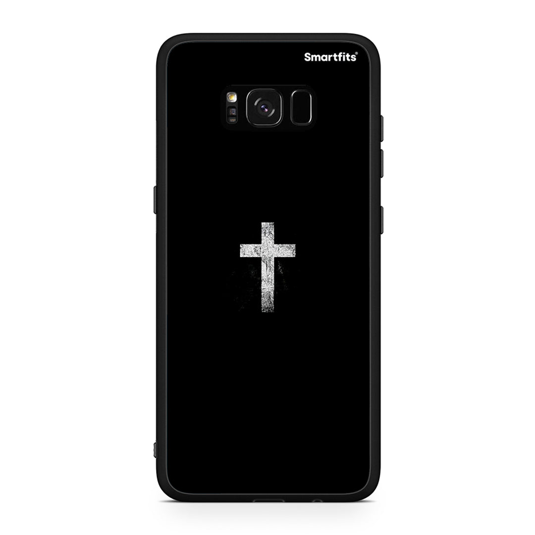 Samsung S8 White Cross θήκη από τη Smartfits με σχέδιο στο πίσω μέρος και μαύρο περίβλημα | Smartphone case with colorful back and black bezels by Smartfits