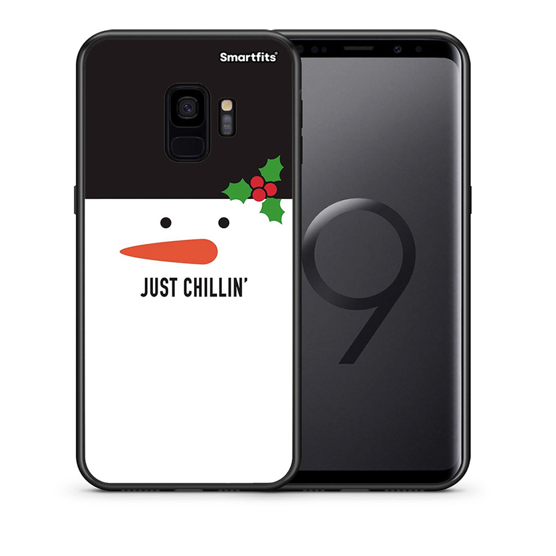 Θήκη Samsung S9 Christmas Chillin από τη Smartfits με σχέδιο στο πίσω μέρος και μαύρο περίβλημα | Samsung S9 Christmas Chillin case with colorful back and black bezels