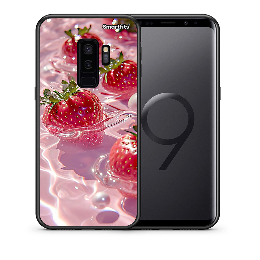 Θήκη Samsung S9 Plus Juicy Strawberries από τη Smartfits με σχέδιο στο πίσω μέρος και μαύρο περίβλημα | Samsung S9 Plus Juicy Strawberries case with colorful back and black bezels