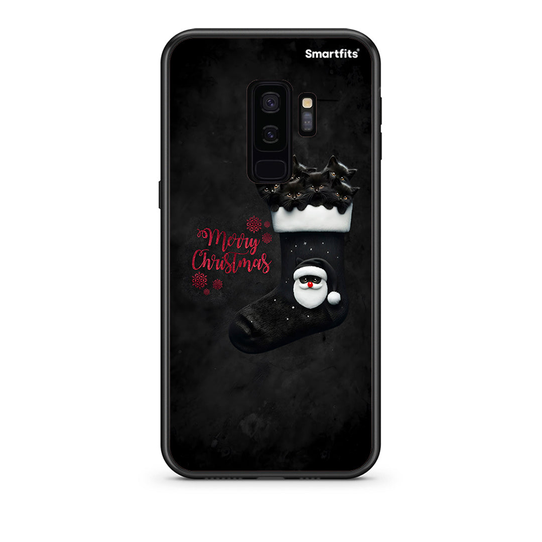 samsung s9 plus Merry Cat Christmas θήκη από τη Smartfits με σχέδιο στο πίσω μέρος και μαύρο περίβλημα | Smartphone case with colorful back and black bezels by Smartfits