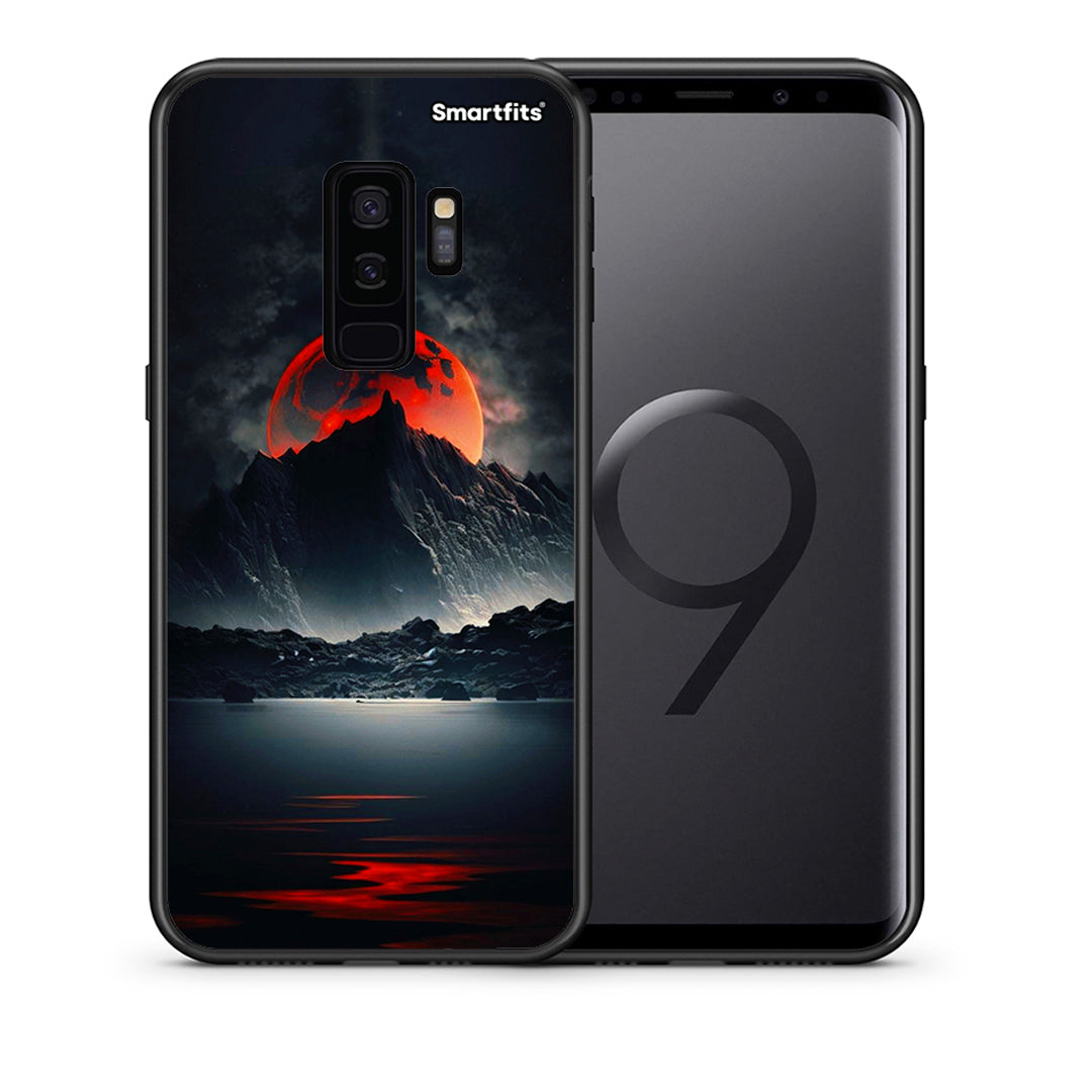 Θήκη Samsung S9 Plus Red Full Moon από τη Smartfits με σχέδιο στο πίσω μέρος και μαύρο περίβλημα | Samsung S9 Plus Red Full Moon case with colorful back and black bezels