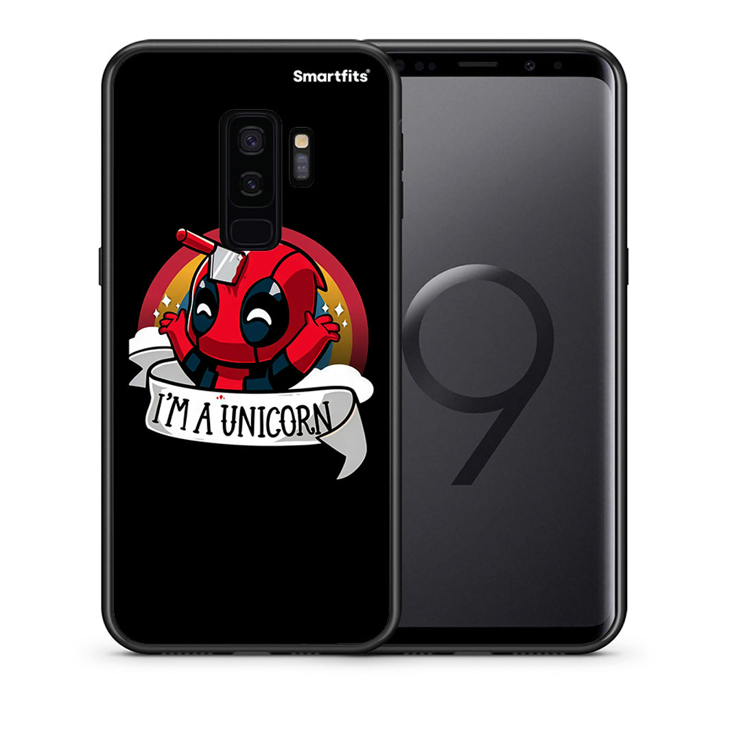 Θήκη Samsung S9 Plus Unicorn Deadpool από τη Smartfits με σχέδιο στο πίσω μέρος και μαύρο περίβλημα | Samsung S9 Plus Unicorn Deadpool case with colorful back and black bezels