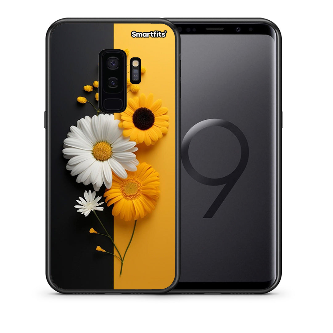 Θήκη Samsung S9 Plus Yellow Daisies από τη Smartfits με σχέδιο στο πίσω μέρος και μαύρο περίβλημα | Samsung S9 Plus Yellow Daisies case with colorful back and black bezels