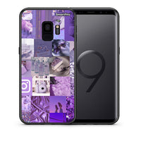 Thumbnail for Θήκη Samsung S9 Purple Aesthetic Collage από τη Smartfits με σχέδιο στο πίσω μέρος και μαύρο περίβλημα | Samsung S9 Purple Aesthetic Collage case with colorful back and black bezels