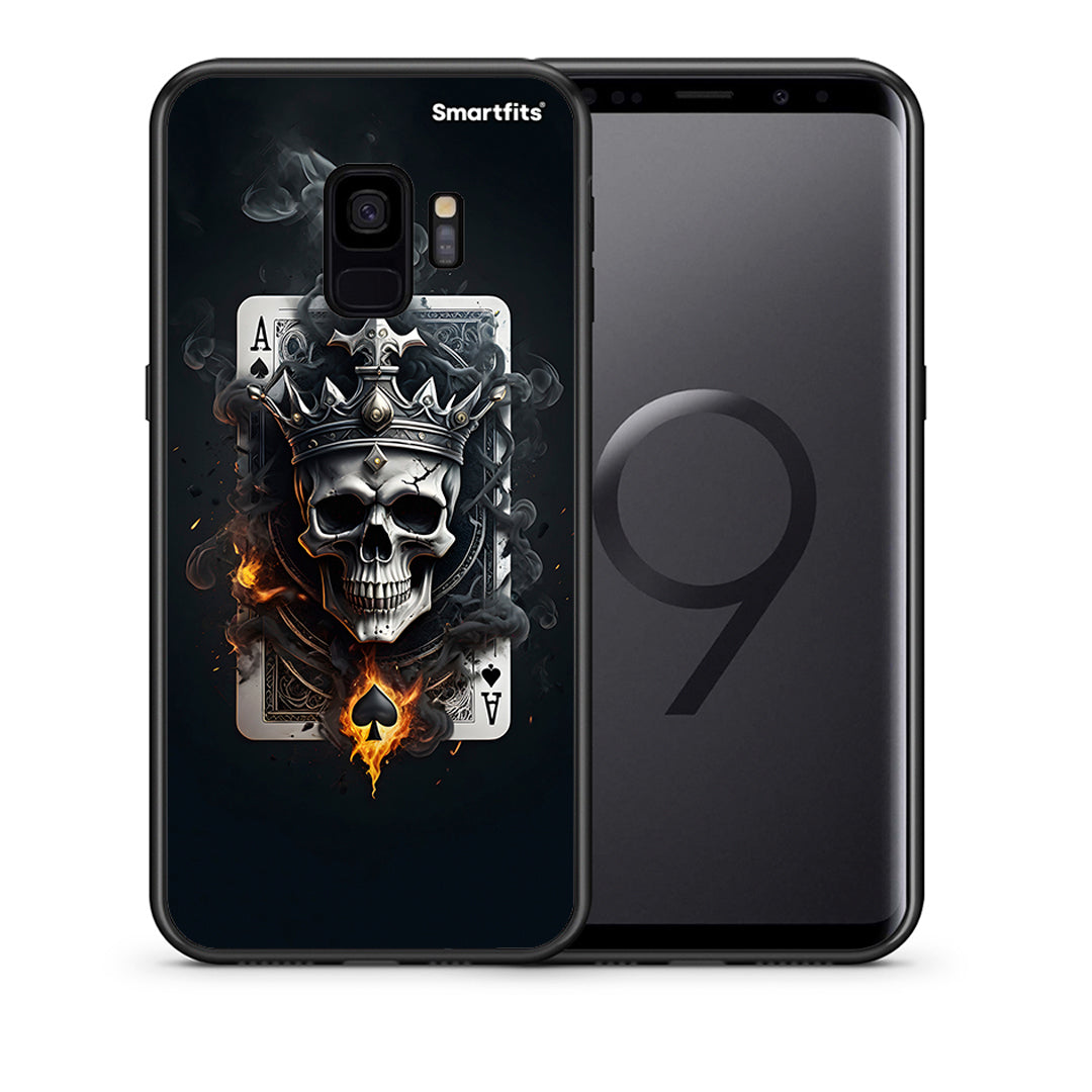 Θήκη Samsung S9 Skull King Ace από τη Smartfits με σχέδιο στο πίσω μέρος και μαύρο περίβλημα | Samsung S9 Skull King Ace case with colorful back and black bezels