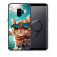 Thumbnail for Θήκη Samsung S9 Summer Cat από τη Smartfits με σχέδιο στο πίσω μέρος και μαύρο περίβλημα | Samsung S9 Summer Cat case with colorful back and black bezels