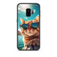 Thumbnail for samsung s9 Summer Cat θήκη από τη Smartfits με σχέδιο στο πίσω μέρος και μαύρο περίβλημα | Smartphone case with colorful back and black bezels by Smartfits