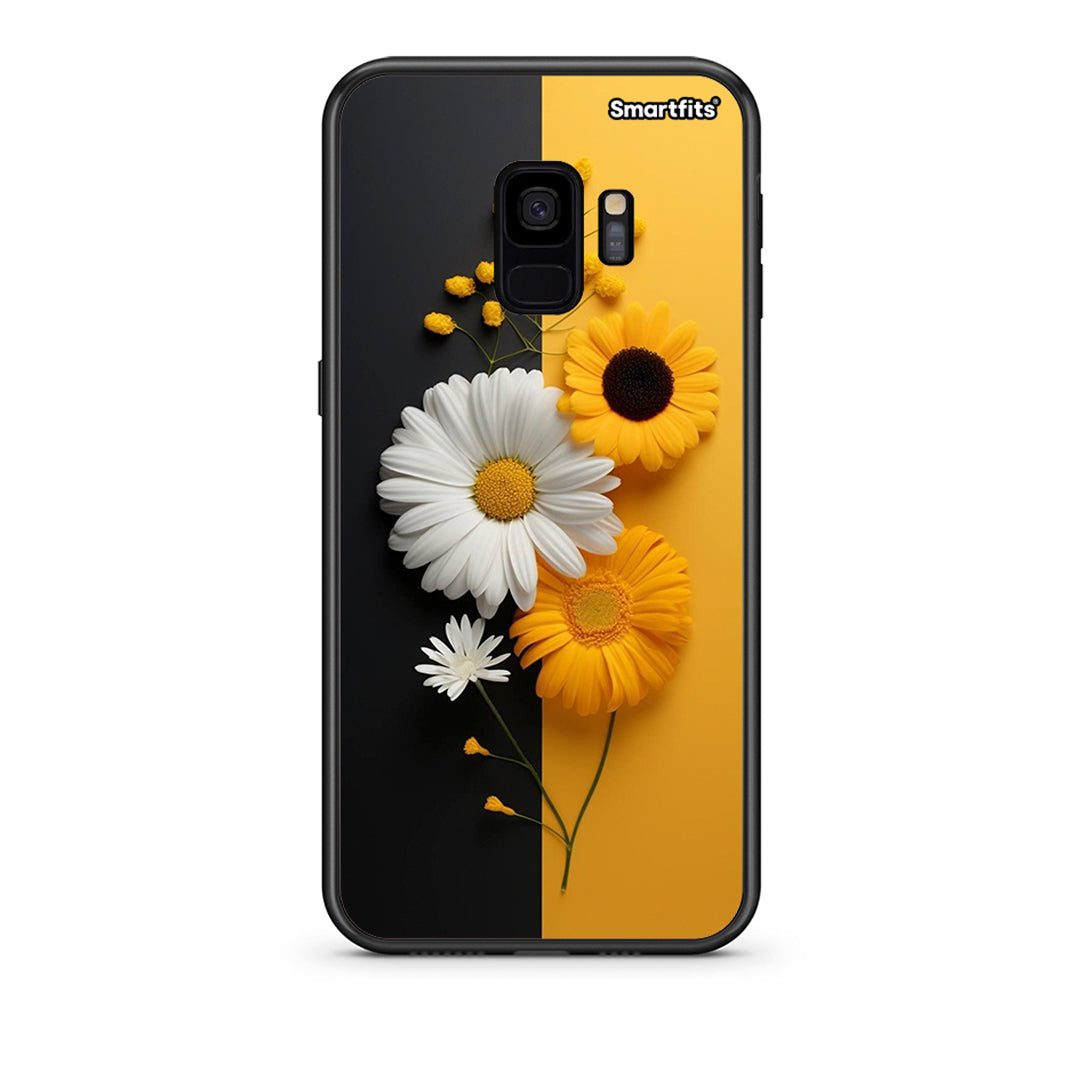 samsung s9 Yellow Daisies θήκη από τη Smartfits με σχέδιο στο πίσω μέρος και μαύρο περίβλημα | Smartphone case with colorful back and black bezels by Smartfits