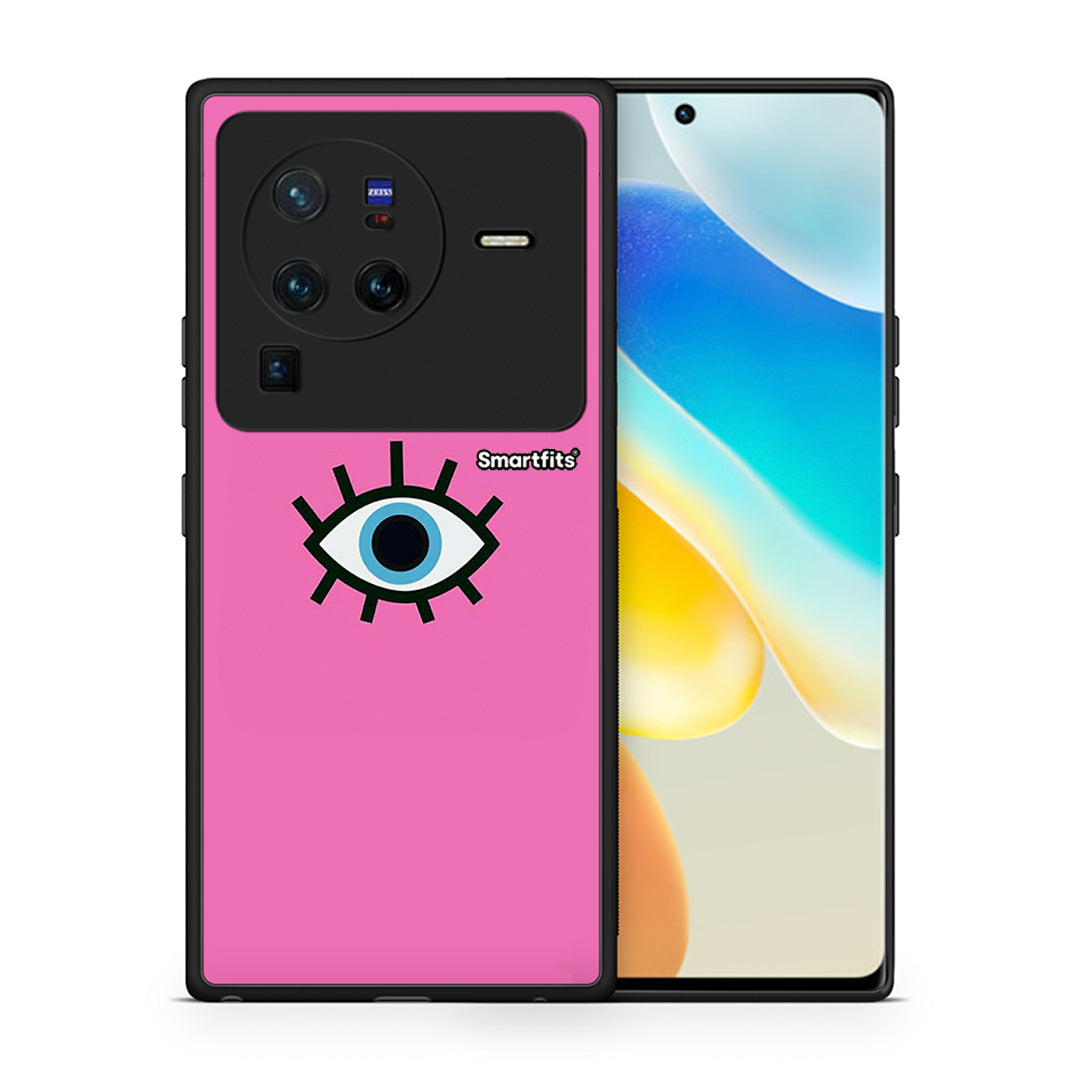 Θήκη Vivo X80 Pro 5G Blue Eye Pink από τη Smartfits με σχέδιο στο πίσω μέρος και μαύρο περίβλημα | Vivo X80 Pro 5G Blue Eye Pink case with colorful back and black bezels