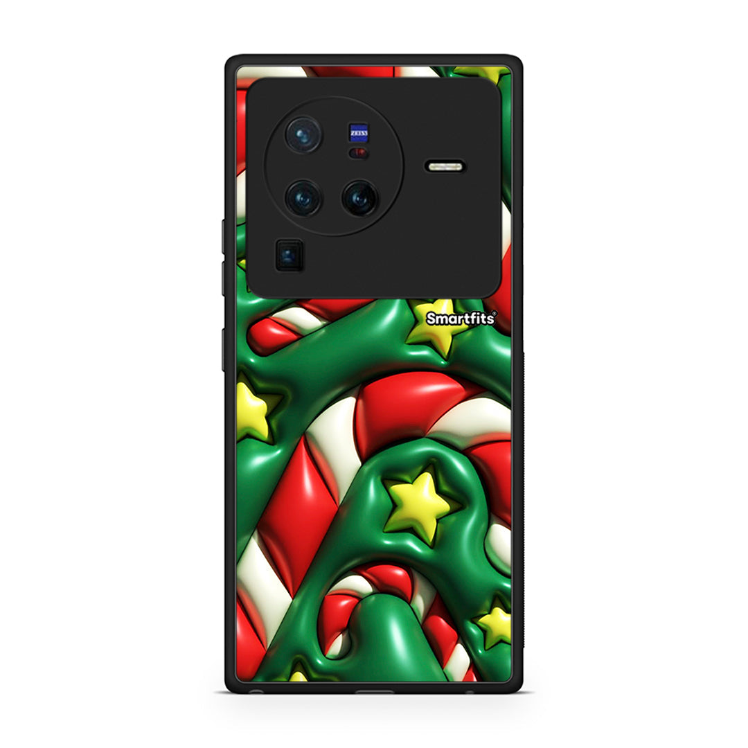 Vivo X80 Pro 5G Christmas Bubbles θήκη από τη Smartfits με σχέδιο στο πίσω μέρος και μαύρο περίβλημα | Smartphone case with colorful back and black bezels by Smartfits