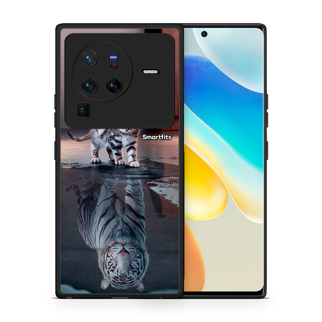 Θήκη Vivo X80 Pro 5G Tiger Cute από τη Smartfits με σχέδιο στο πίσω μέρος και μαύρο περίβλημα | Vivo X80 Pro 5G Tiger Cute case with colorful back and black bezels